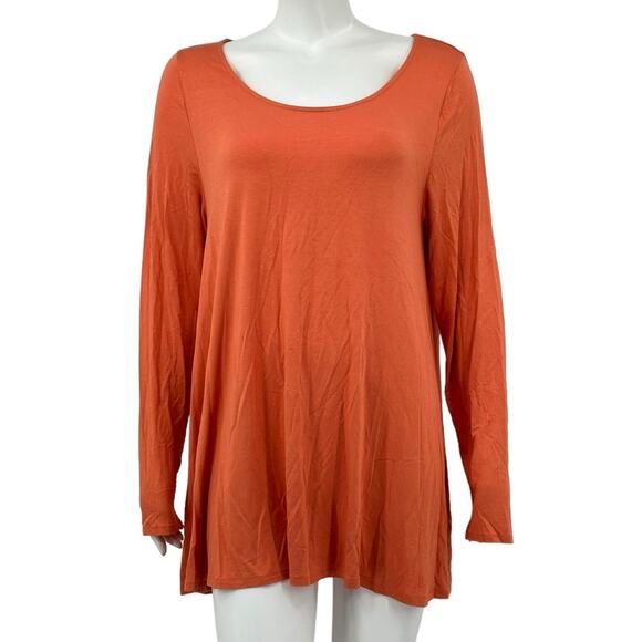 Soft Surroundings Top Womens XL Orange Peach Long Sleeve Tunic Fall Minimalist - Picture 1 of 7
